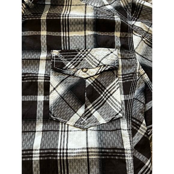 BKE Plaid Pearl Snap Shirt Vintage Standard Fit Western Ranch Cowboy Mens XXL - Picture 3 of 5